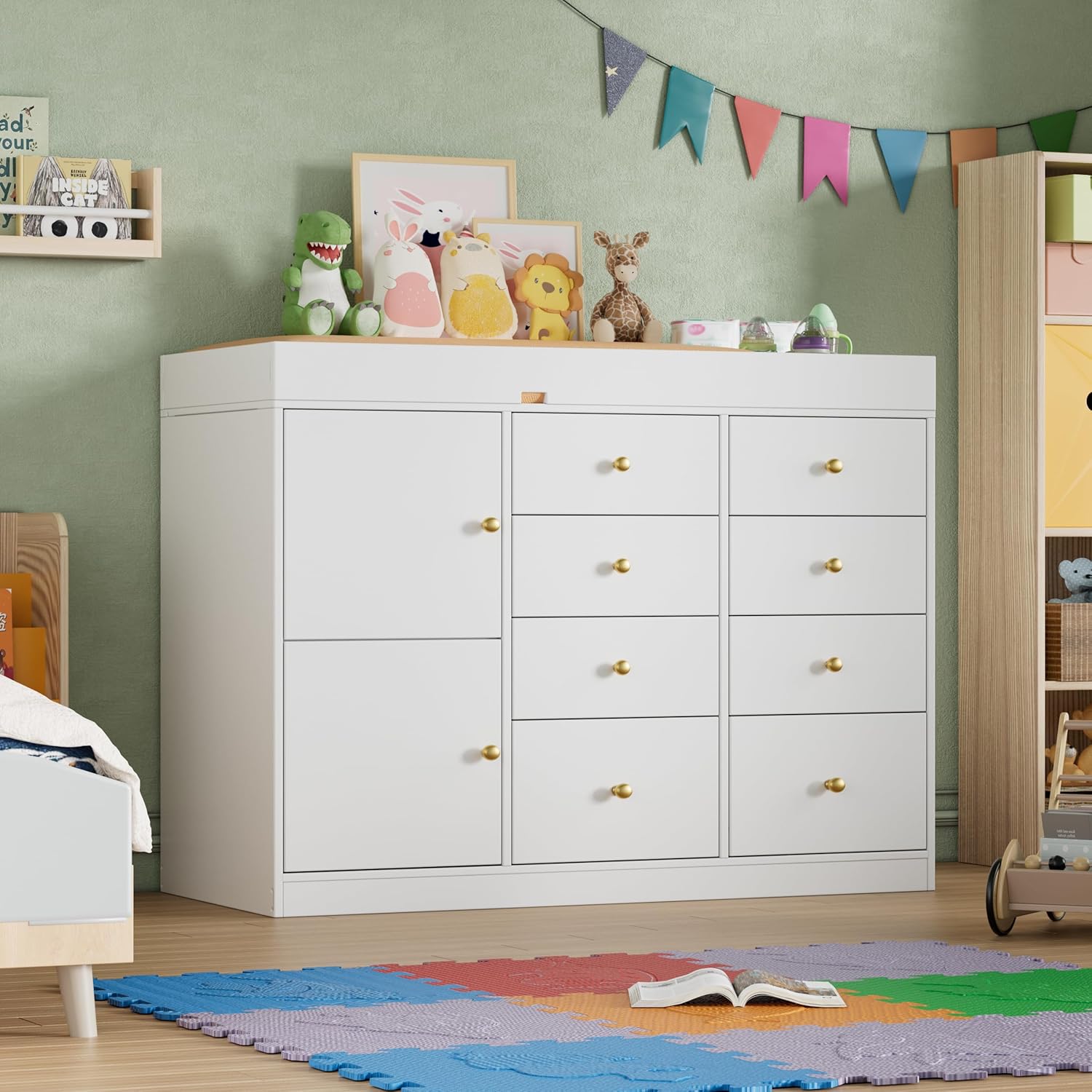 Baby Nursery Dresser - طاولة تغيير حفاضات الأطفال، خزانة كلاسيكية