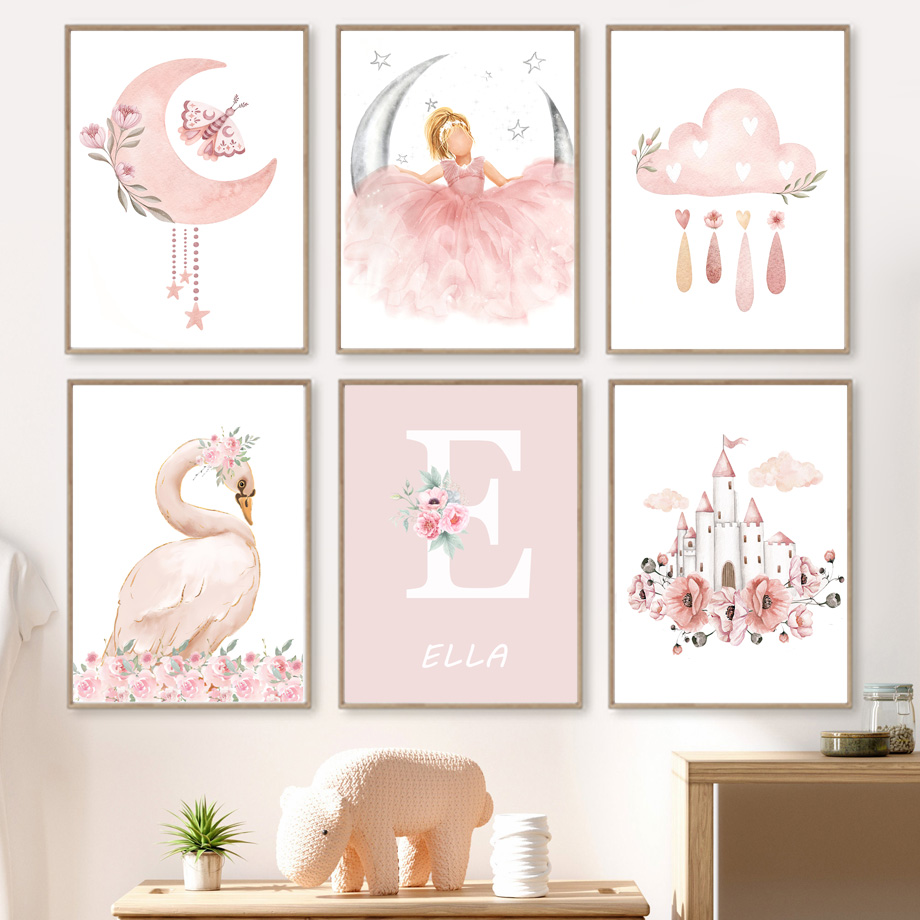 Baby Nursery Pink - الوردي الملاك فتاة الشمس القمر سحابة