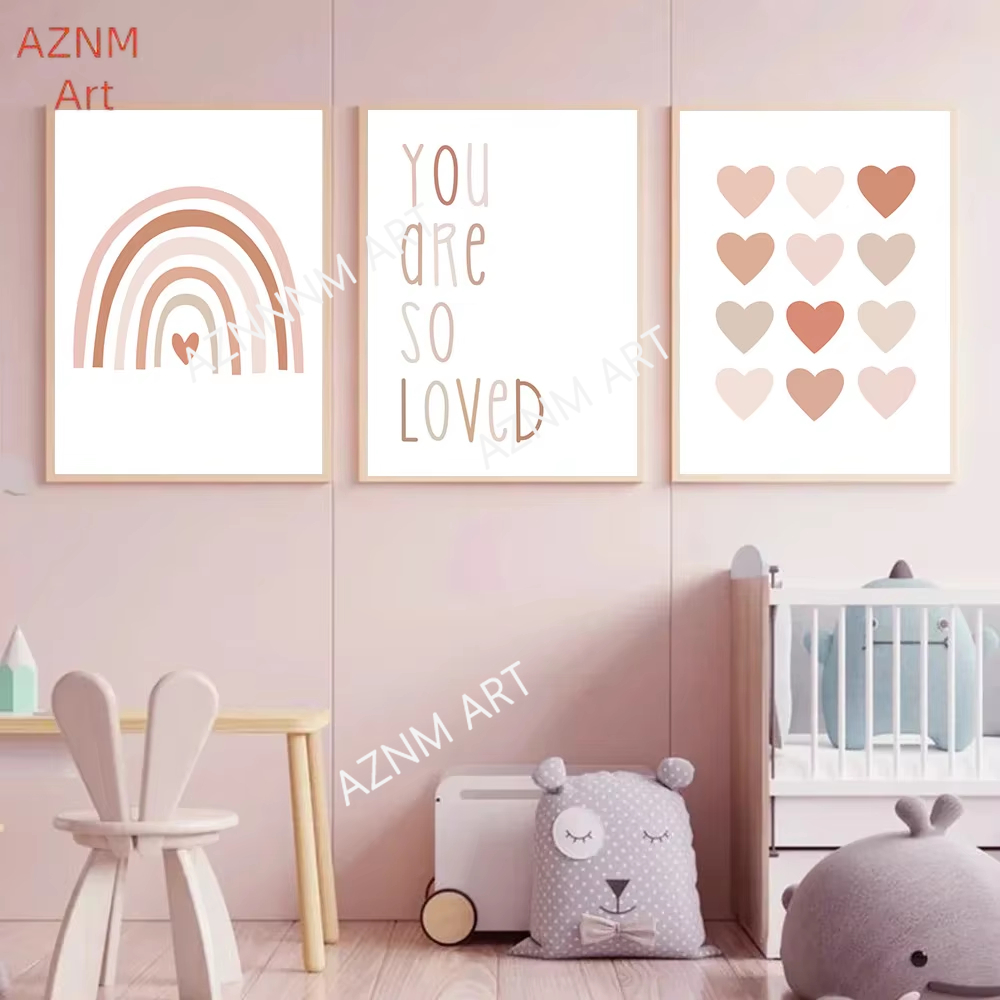 Baby Nursery Pink - 1/3 قطعة ، الكرتون القلب قوس