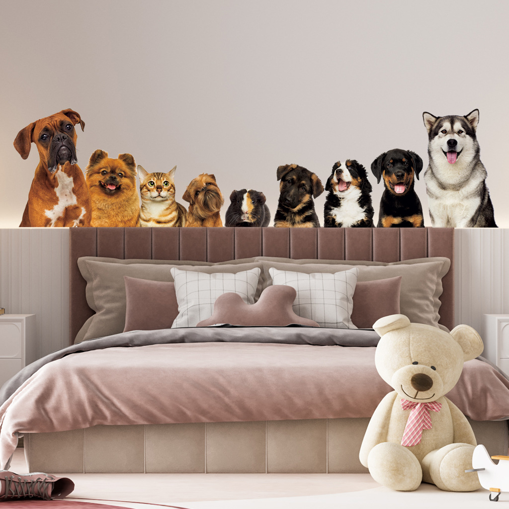 Baby Nursery Wallpaper - القطط لطيف والكلاب الجدار ملصق للأطفال