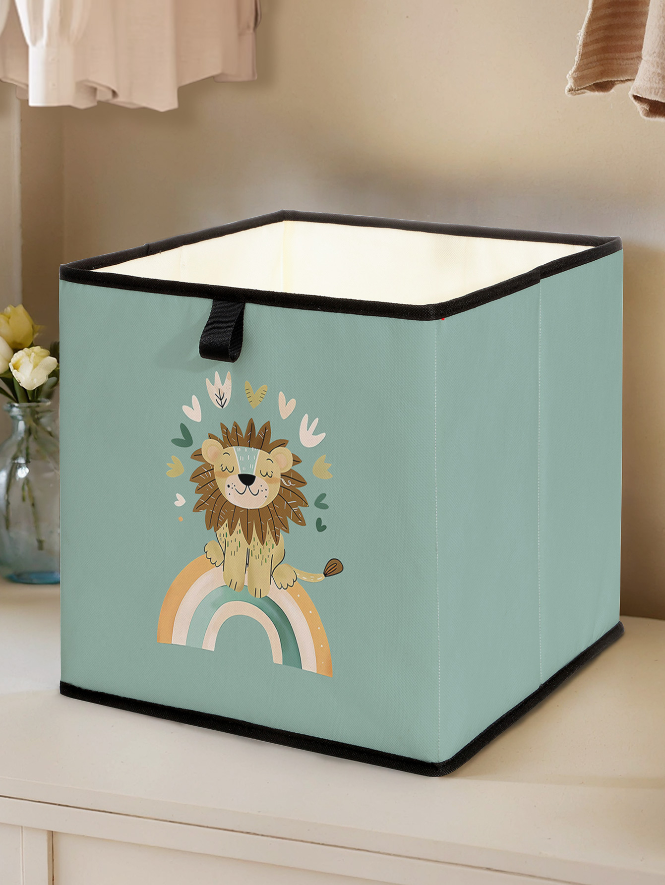 Closet Organizer Baby - صندوق تخزين قابل للطي بتصميم أسد