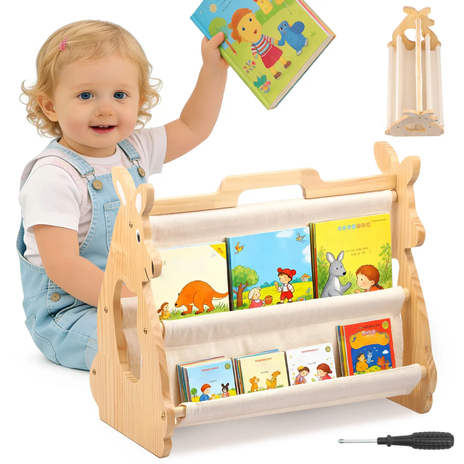 Baby Nursery Shelf - رف كتب للأطفال، رف كتب خشبي