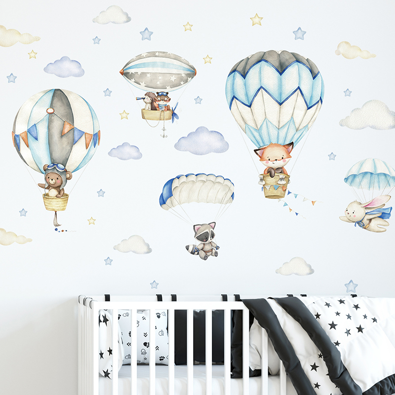 Baby Nursery Artwork - ملصقات حائط على شكل منطاد الهواء