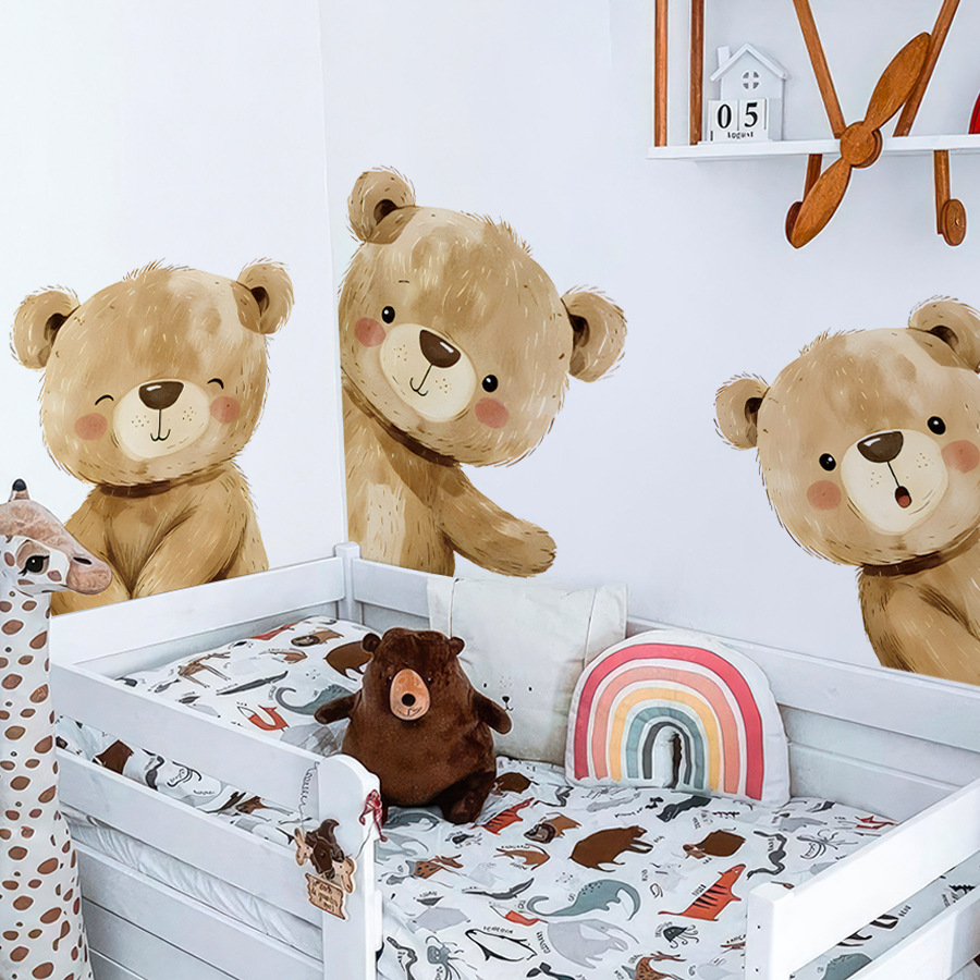 Baby Nursery Wallpaper Girl - ملصقات جدارية على شكل دب كرتوني
