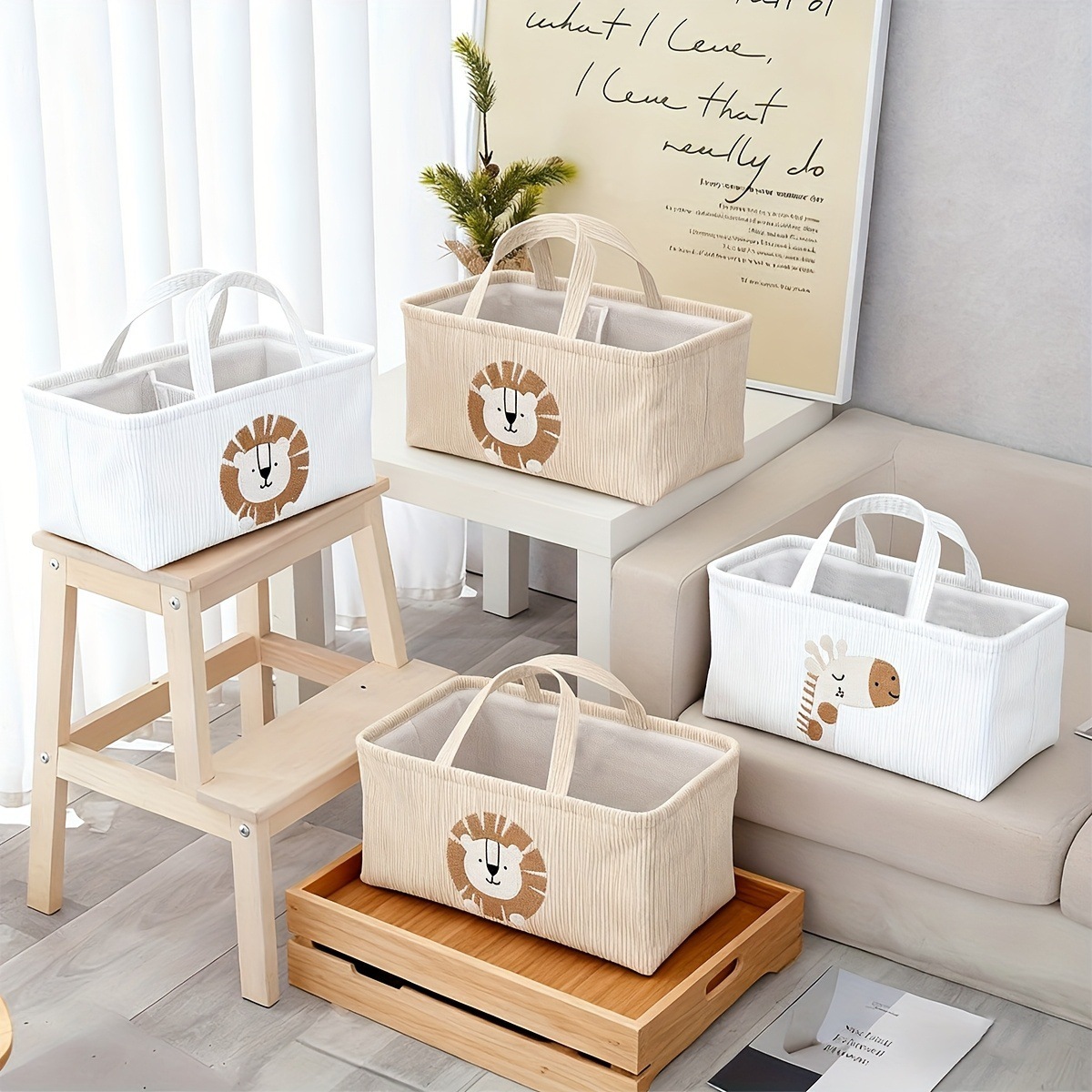 Baby Nursery Organization Ideas - سلة تخزين قماشية قابلة للطي بتصميم