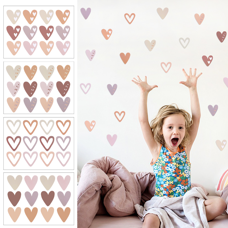 Baby Nursery Wallpaper Girl - ملصق حائط قلوب إنز جميل للأطفال