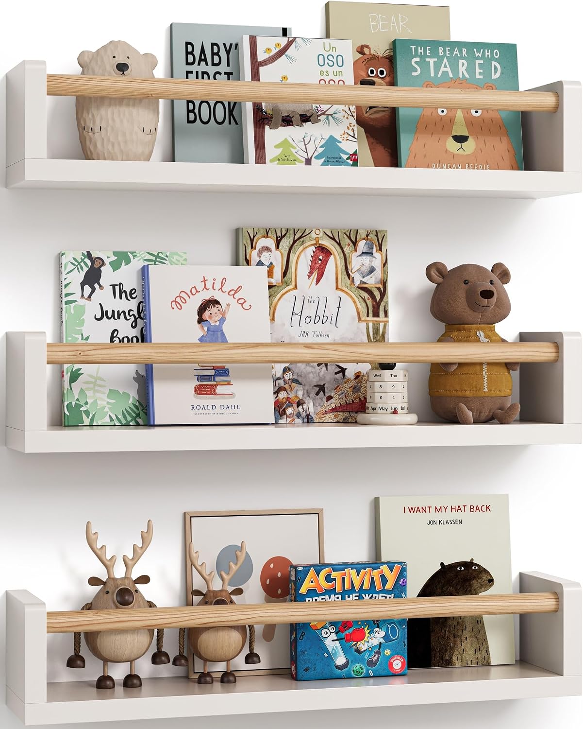 Baby Nursery Shelf - مجموعة من 3 رفوف كتب عائمة