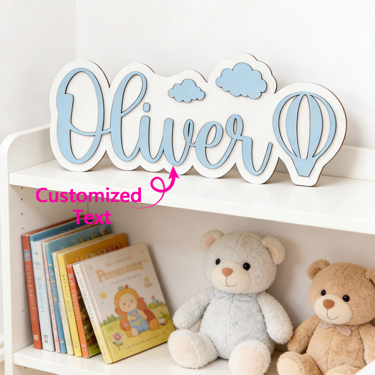 Baby Nursery Sign - لافتة غرفة مخصصة على شكل منطاد