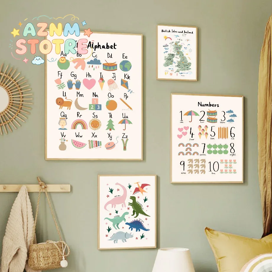 Baby Nursery Artwork - خريطة عالم الحيوانات، لوحة فنية جدارية