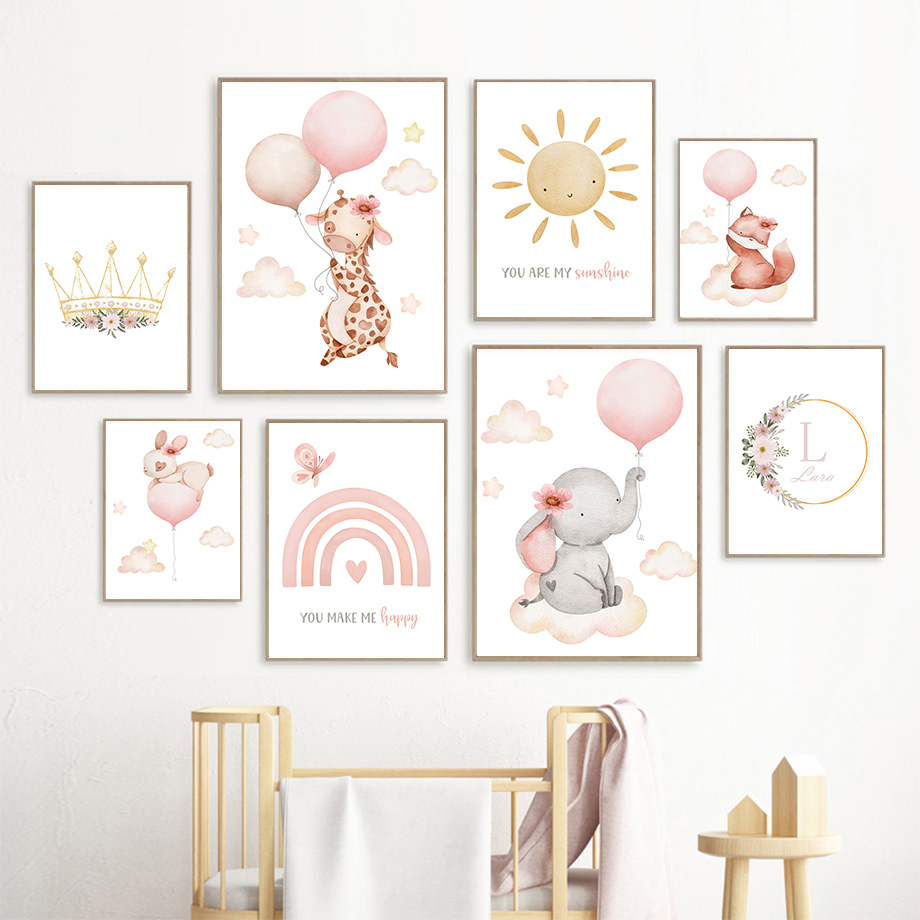 Baby Nursery Pink - لوحات فنية جدارية لغرفة الأطفال باللون
