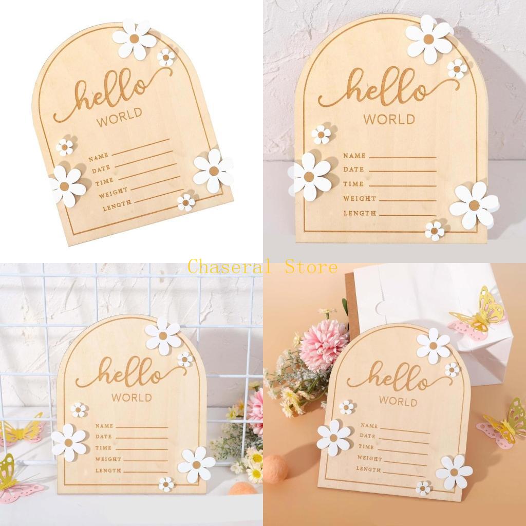 Baby Nursery Sign - لوحة اسم خشبية بعلامة Hello من
