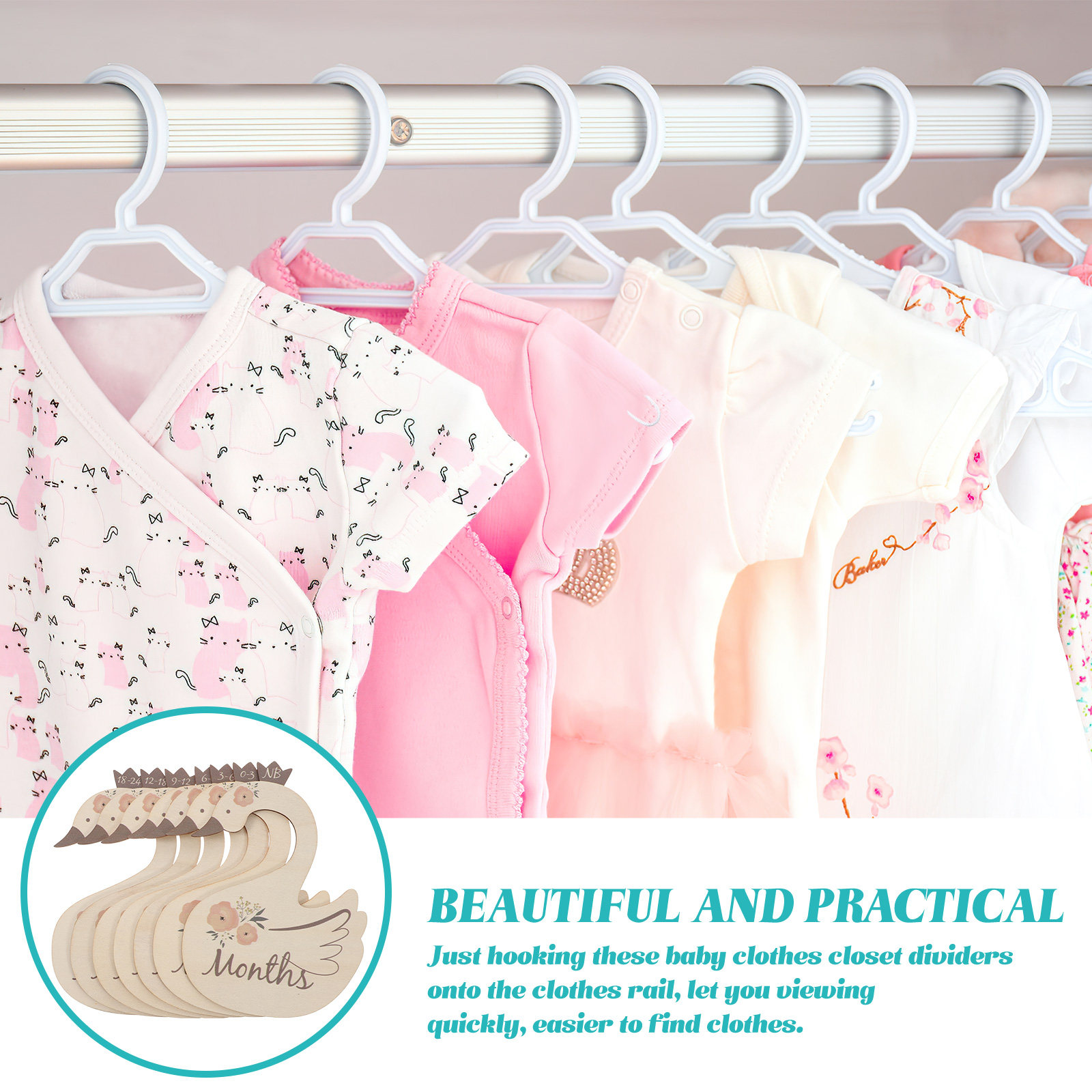 7 قطع من فواصل المقاسات الخشبي - مراجعة Closet Organizer Baby وسعره