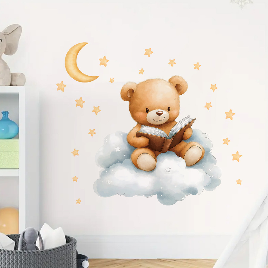 ملصقات جدارية لطيفة على شكل دب - مراجعة Baby Nursery Wallpaper Girl وسعره
