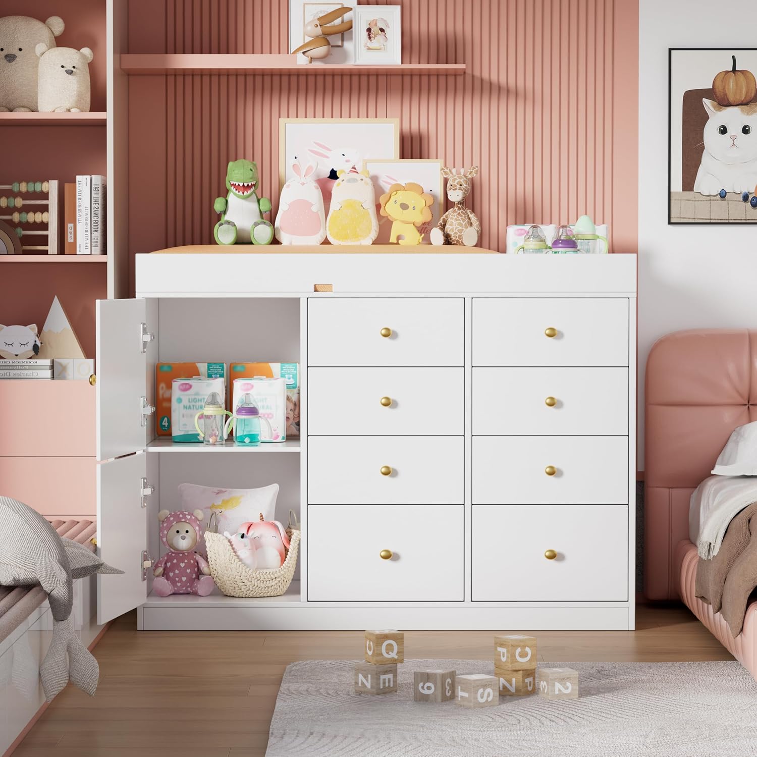 طاولة تغيير حفاضات الأطفال، خز - مراجعة Baby Nursery Dresser وسعره