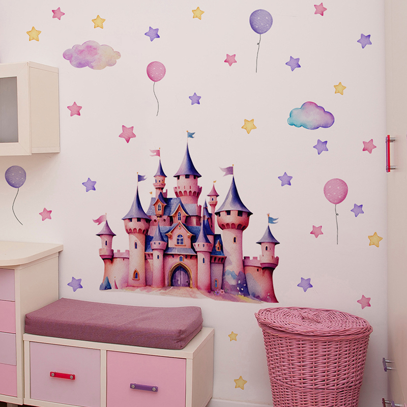 ملصق حائط على شكل قلعة كرتونية - مراجعة Baby Nursery Wallpaper Girl وسعره