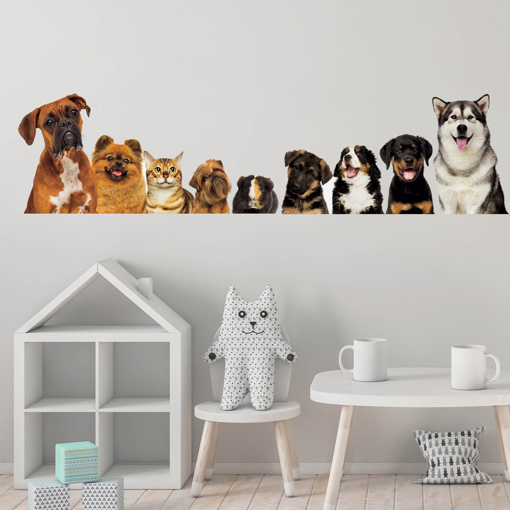 القطط لطيف والكلاب الجدار ملصق - مراجعة Baby Nursery Wallpaper وسعره