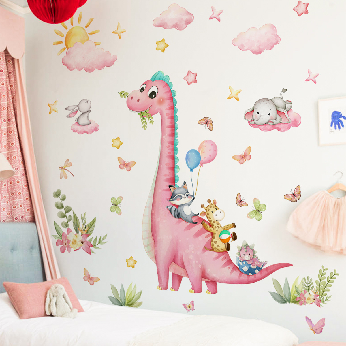 ملصق حائط كبير على شكل ديناصور - مراجعة Baby Nursery Pink وسعره