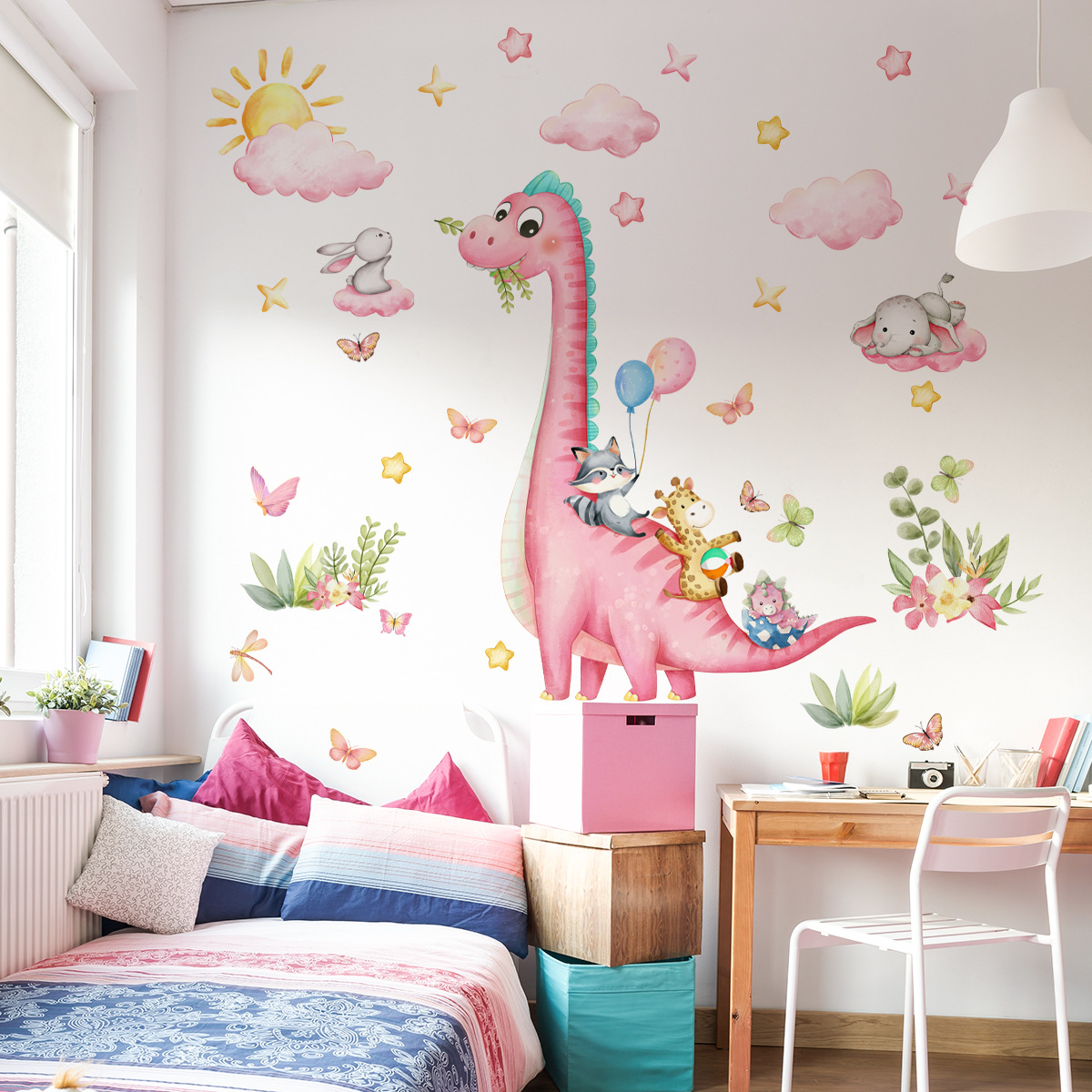 ملصق حائط كبير على شكل ديناصور - مراجعة Baby Nursery Pink وسعره