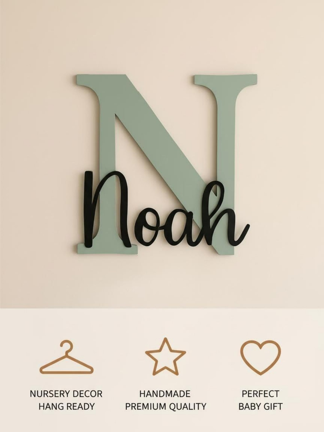 لافتة اسم خشبية مخصصة على شكل  - مراجعة Baby Nursery Sign وسعره