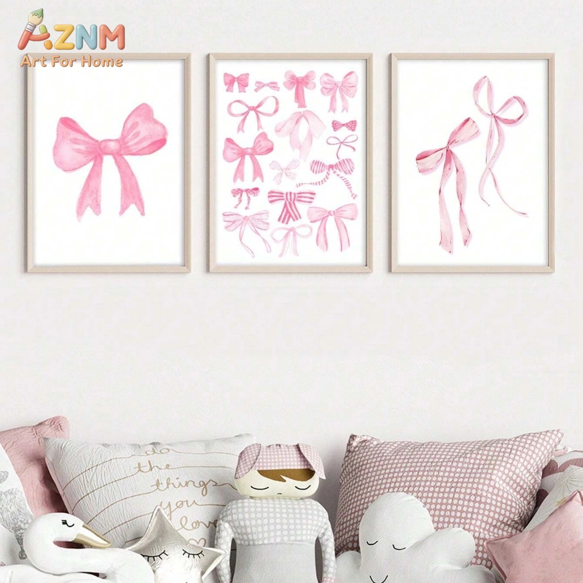 مجموعة من 3 لوحات قماشية بتصمي - مراجعة Baby Nursery Pink وسعره