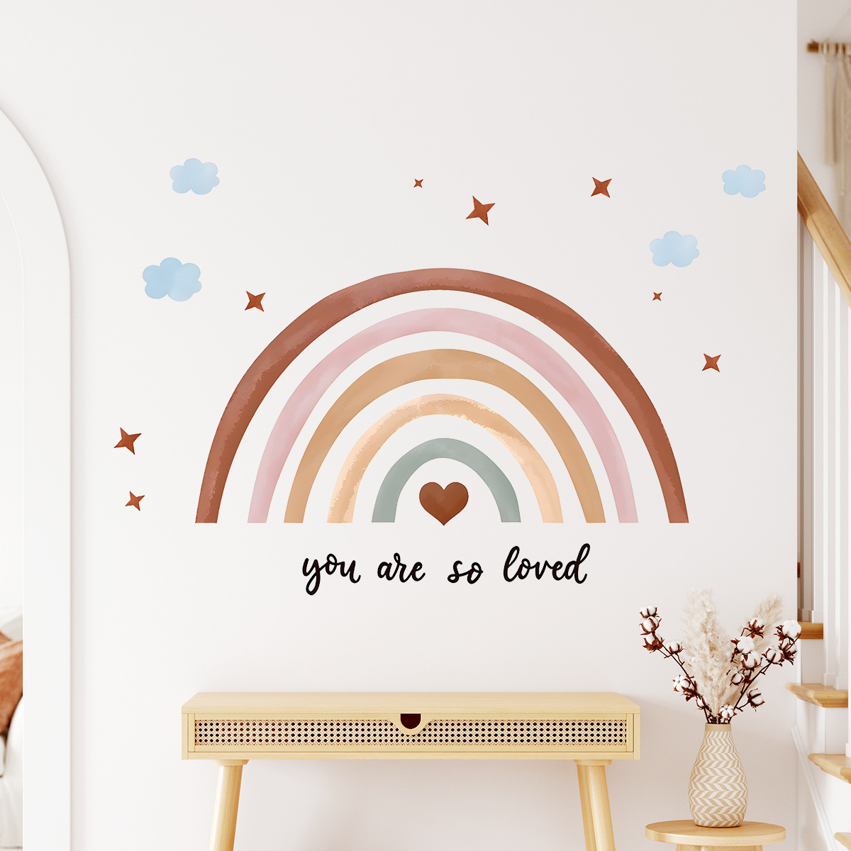 ملصق حائط بوهو بألوان قوس قزح  - مراجعة Baby Nursery Wallpaper Girl وسعره