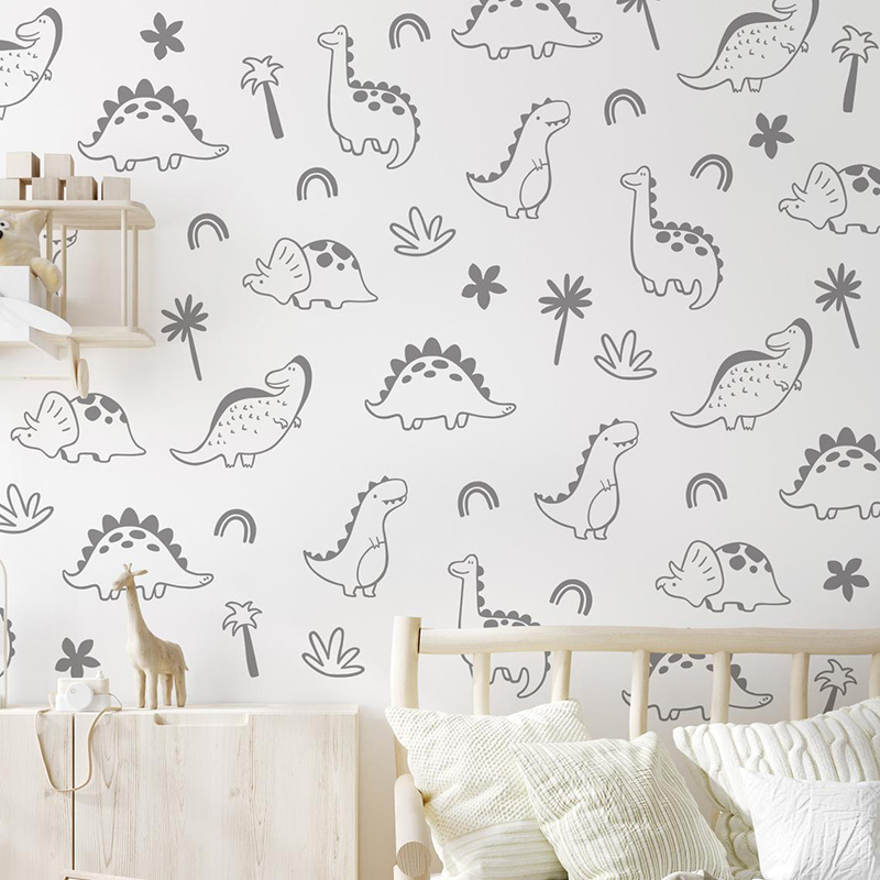 هندسية ديناصور شجرة قوس قزح ال - مراجعة Baby Nursery Wallpaper وسعره