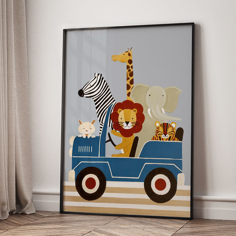 لوحات فنية كرتونية مضحكة لحيوا - مراجعة Baby Nursery Artwork وسعره