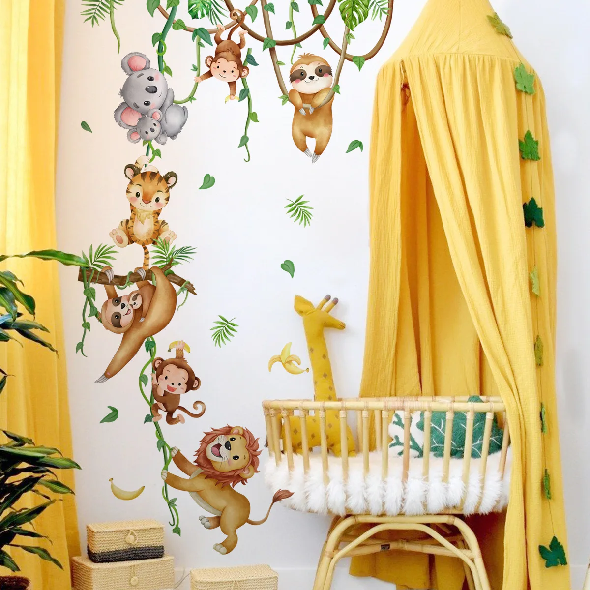 غابة الحيوان الأسد الكسل القرد - مراجعة Baby Nursery Wallpaper Girl وسعره