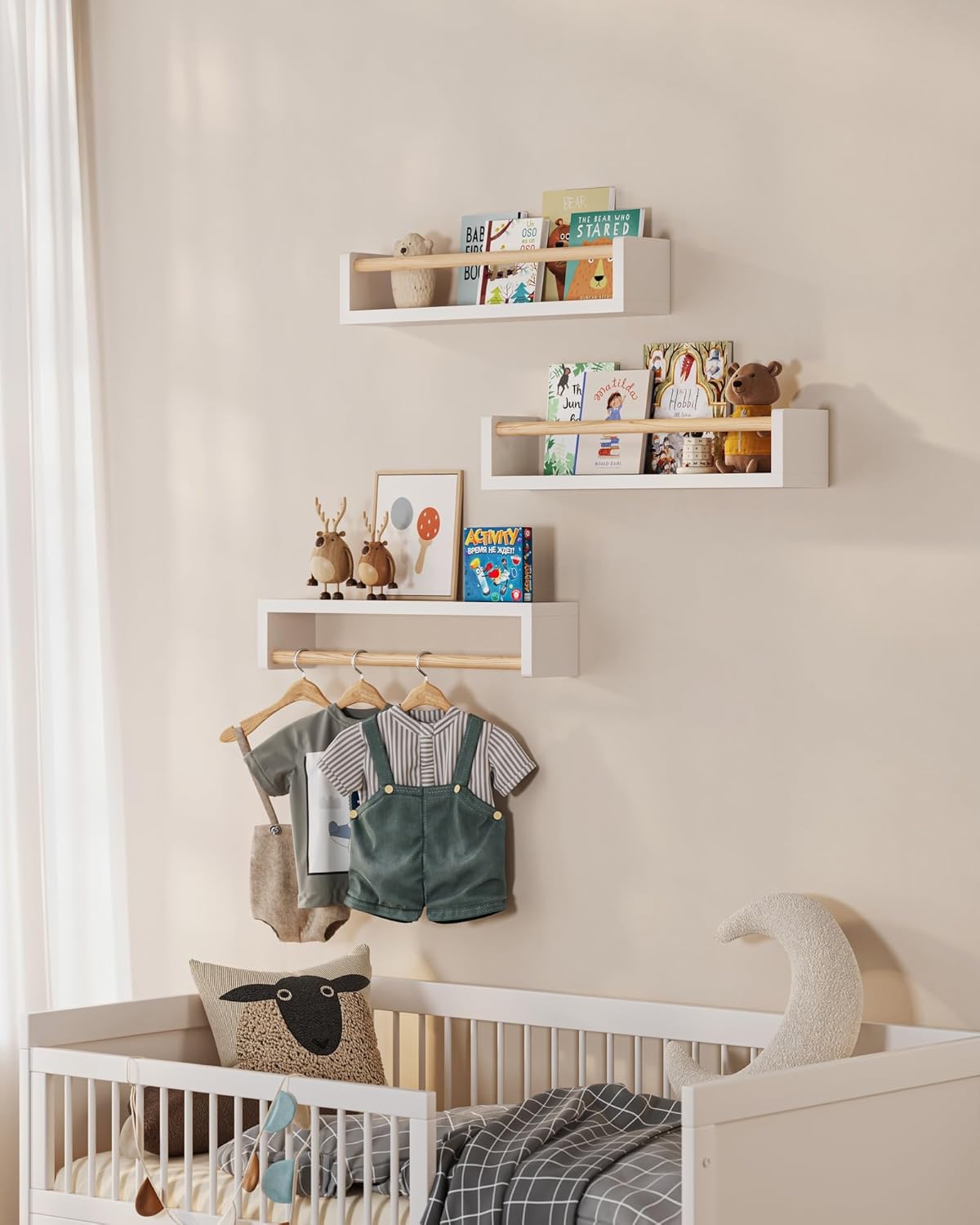 مجموعة من 3 رفوف كتب عائمة لغر - مراجعة Baby Nursery Shelf وسعره