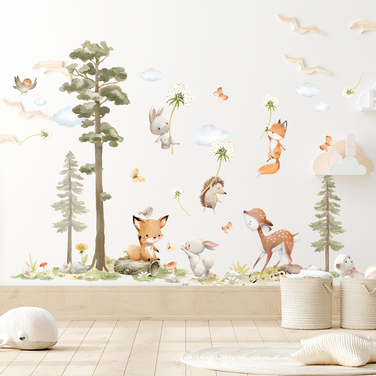 ملصقات حائط لطيفة على شكل حيوا - مراجعة Baby Nursery Wallpaper Girl وسعره
