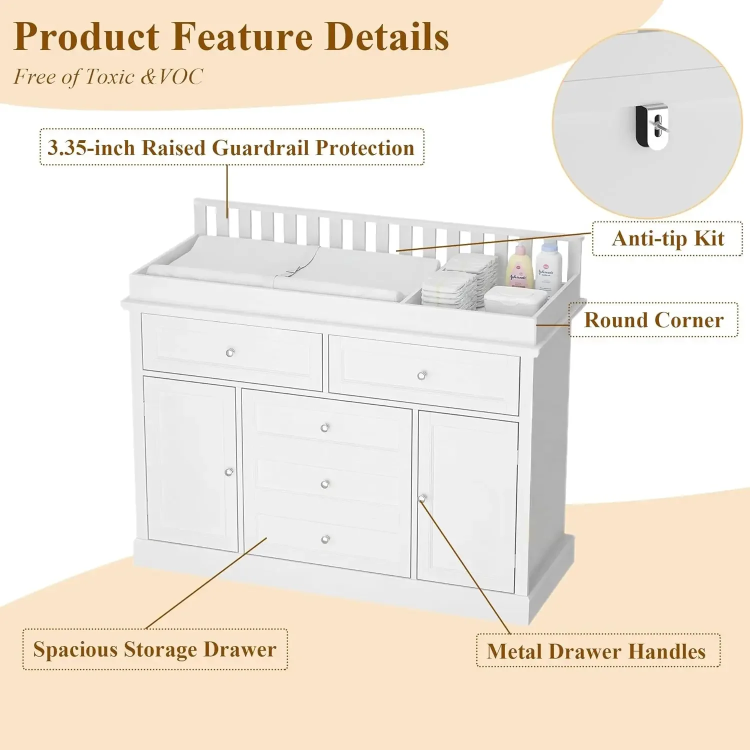 خزانة ملابس للأطفال مقاس 46 مع - مراجعة Baby Nursery Dresser وسعره